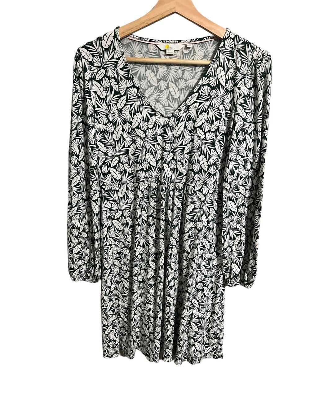 Boden Tropical Leaf Print Dress 8